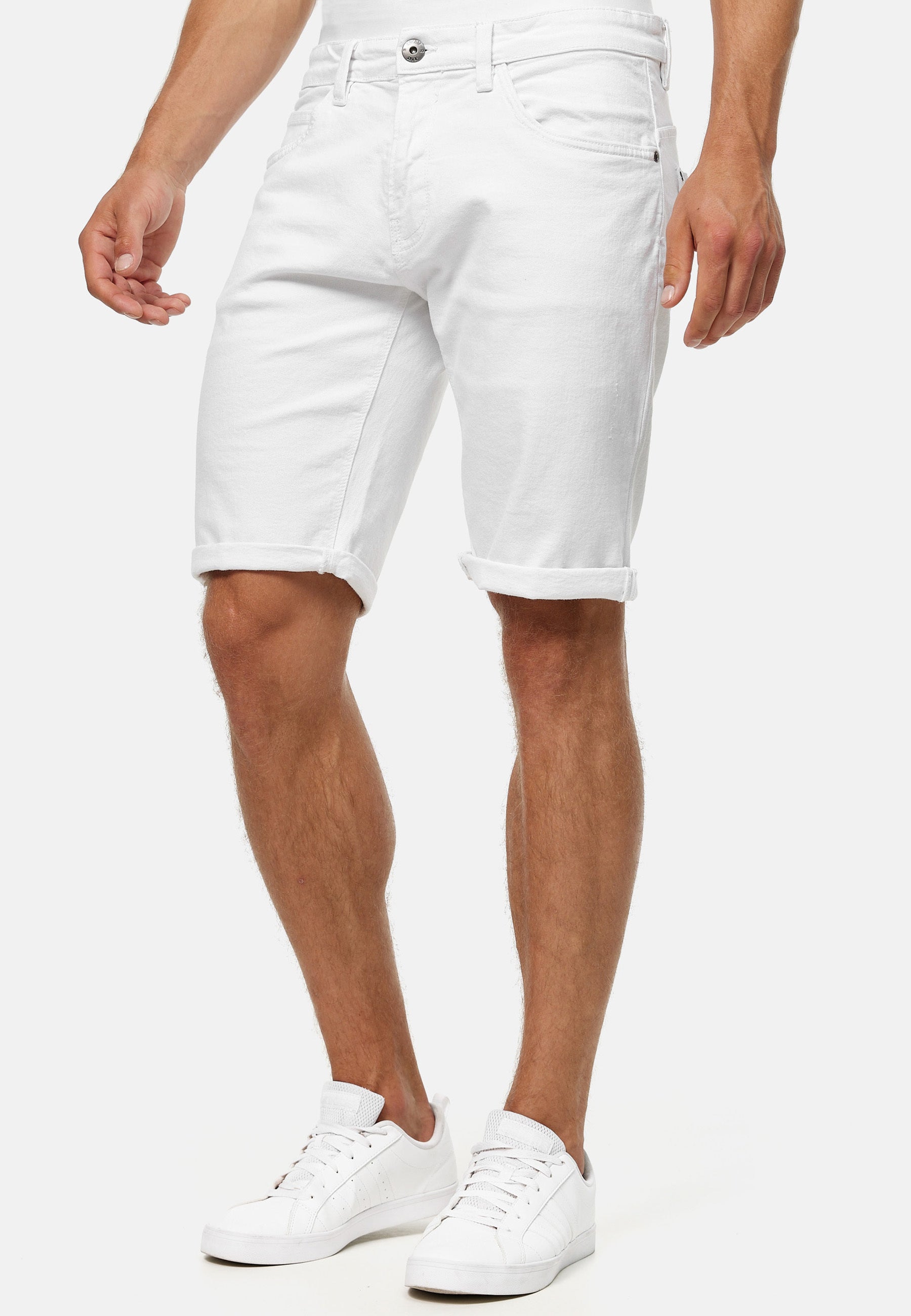 Indicode Men's Caden Jeans Shorts with 5 pockets made of 98% cotton
