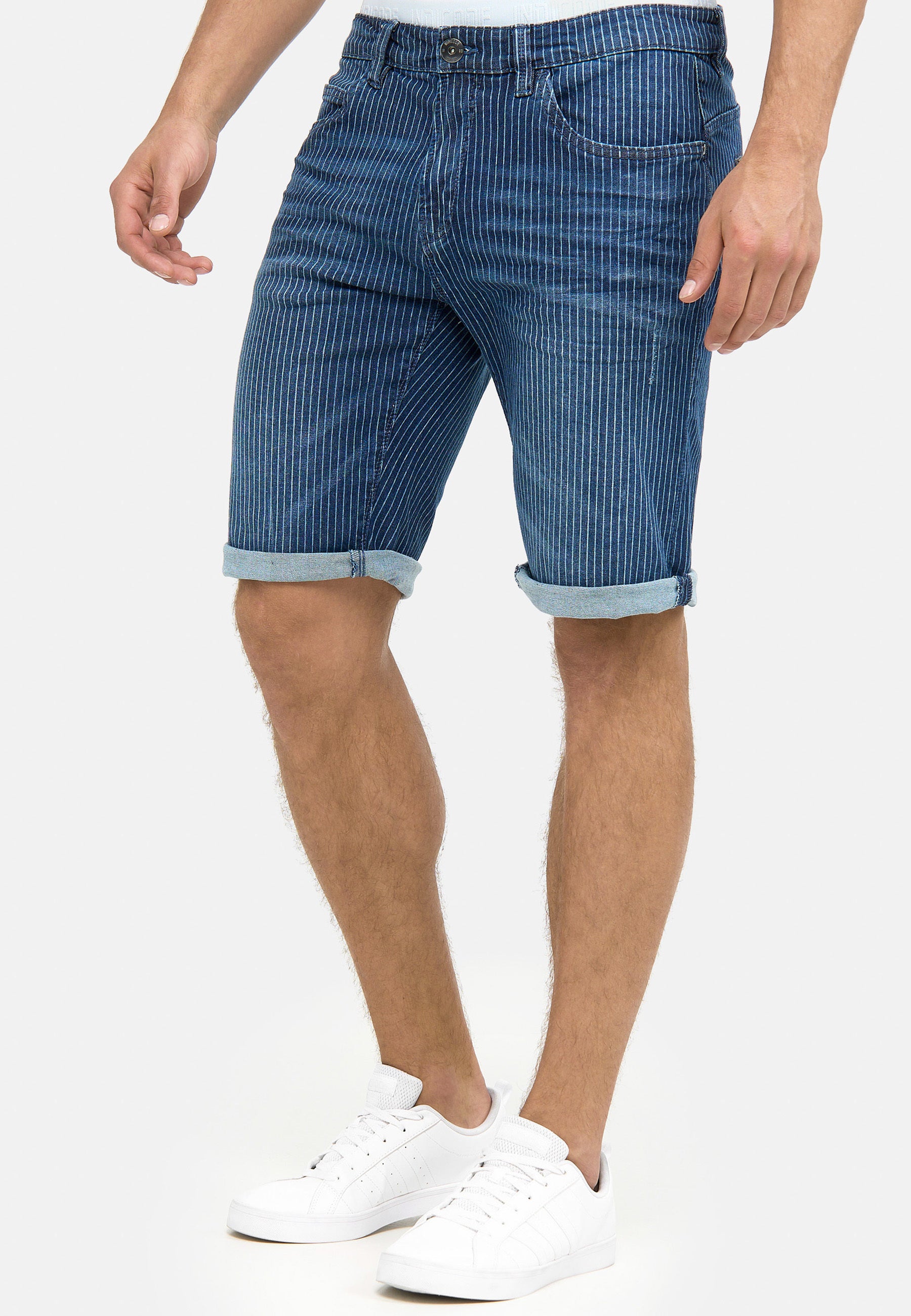 Indicode Men's Caden Jeans Shorts with 5 pockets made of 98% cotton
