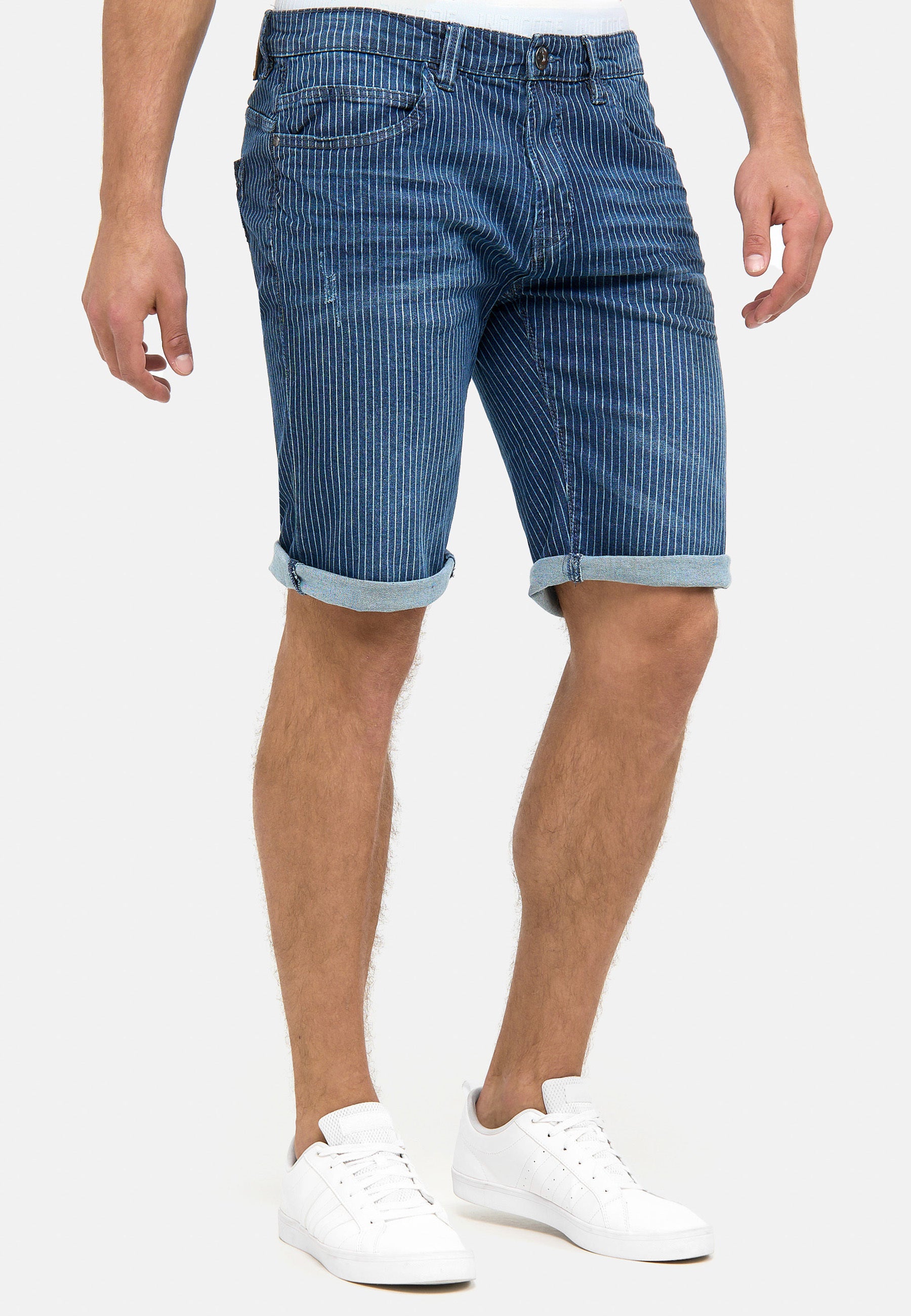 Indicode Men's Caden Jeans Shorts with 5 pockets made of 98% cotton