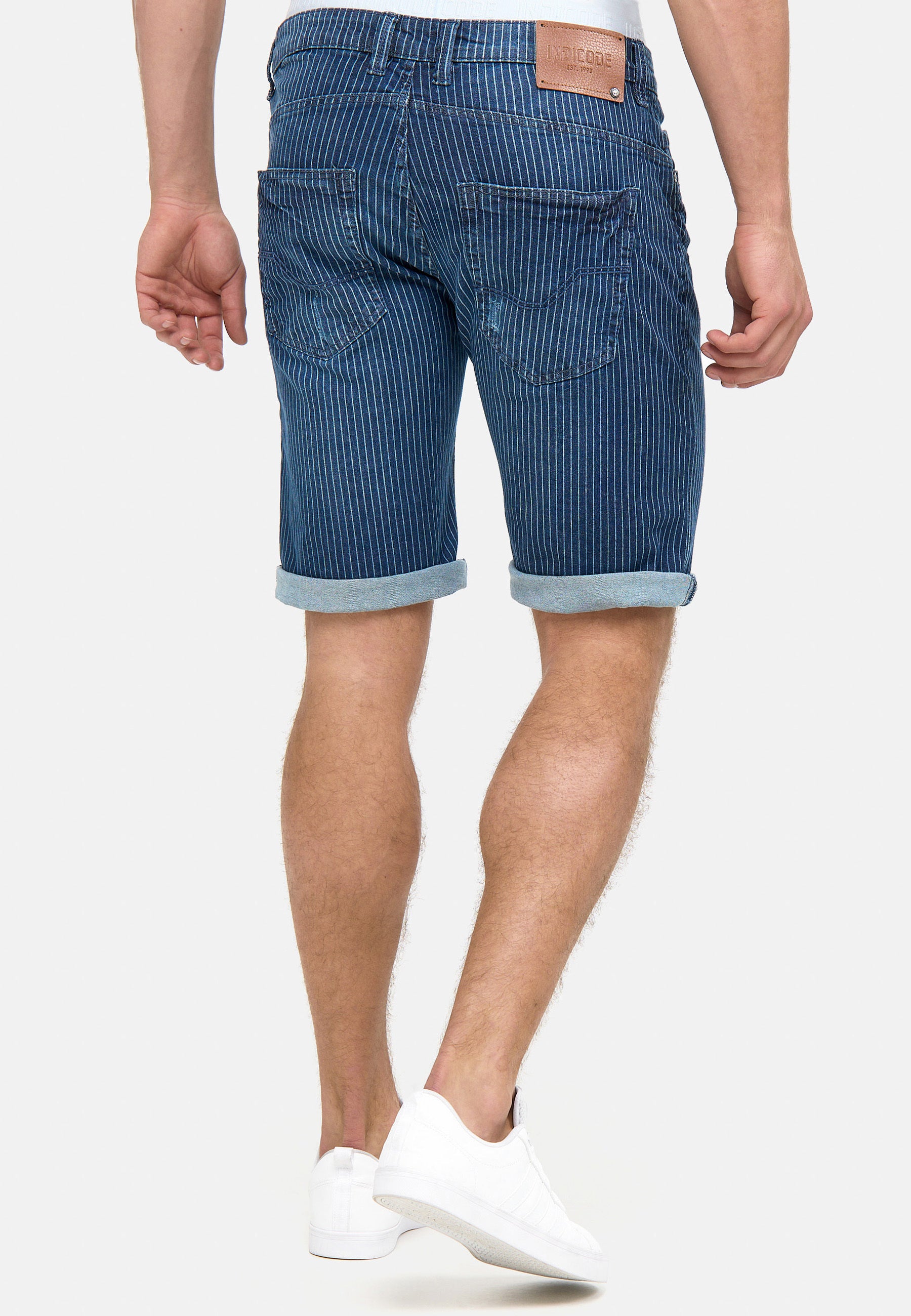 Indicode Men's Caden Jeans Shorts with 5 pockets made of 98% cotton
