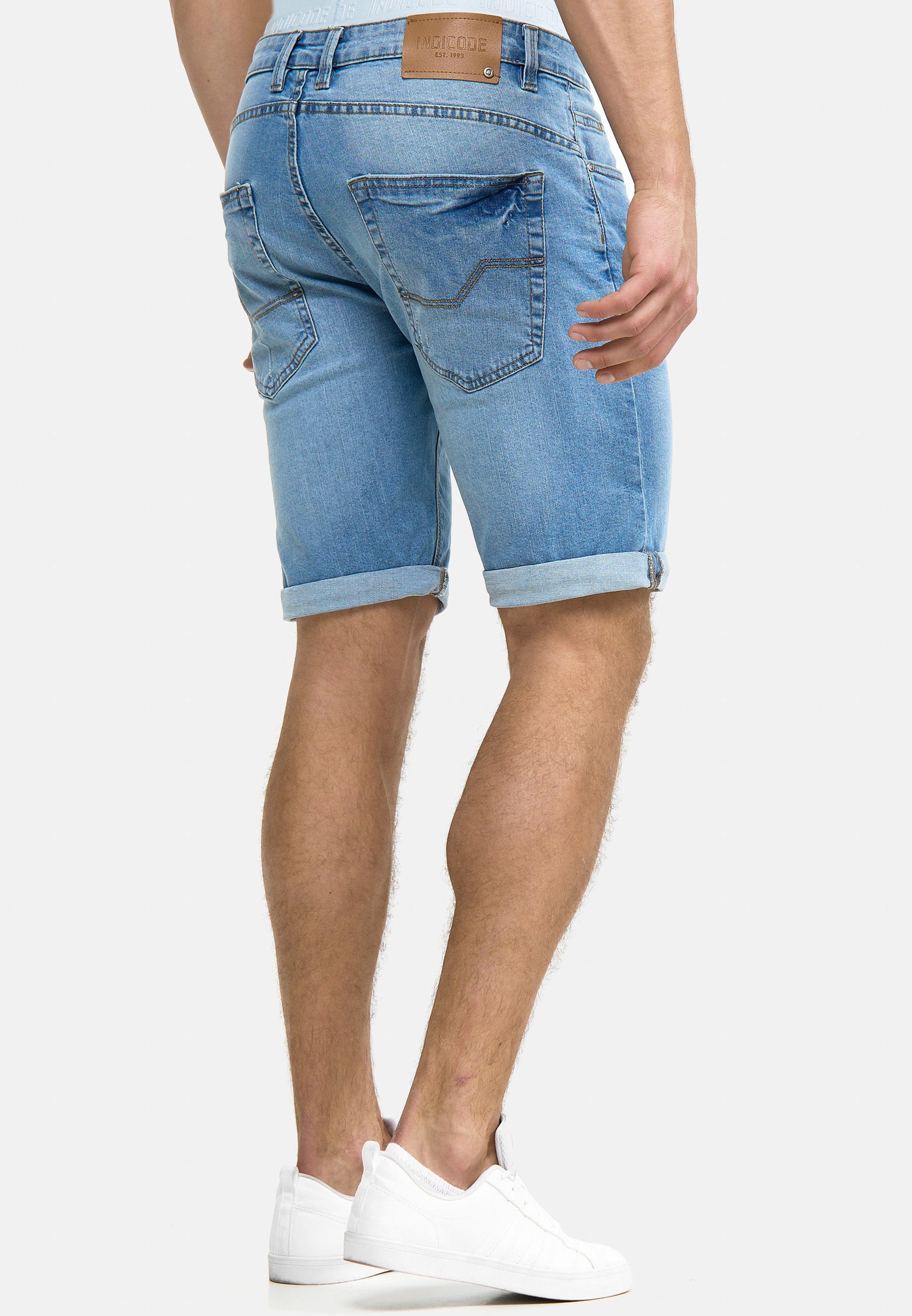 Indicode Men's Caden Jeans Shorts with 5 pockets made of 98% cotton