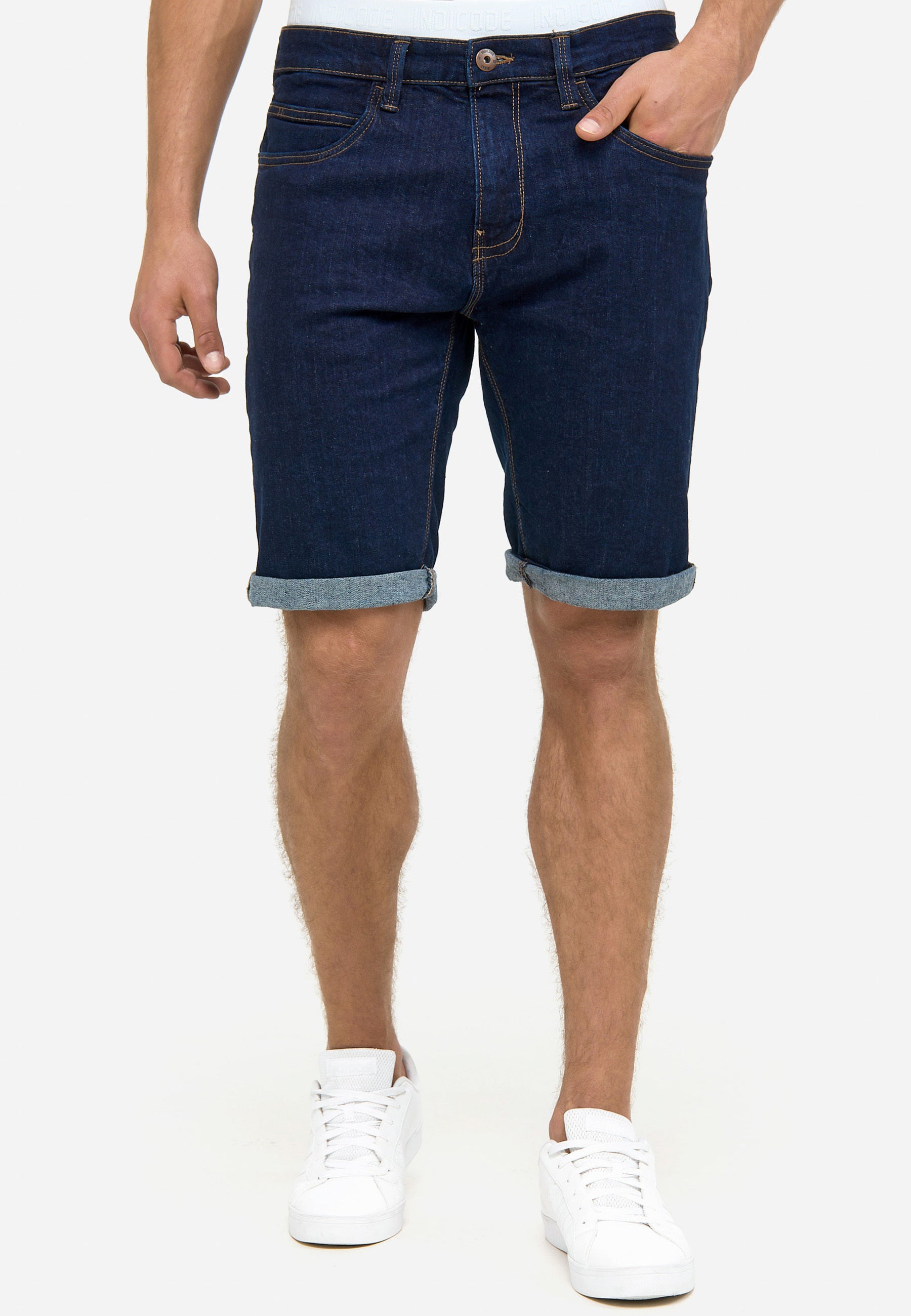 Indicode Men's Caden Jeans Shorts with 5 pockets made of 98% cotton