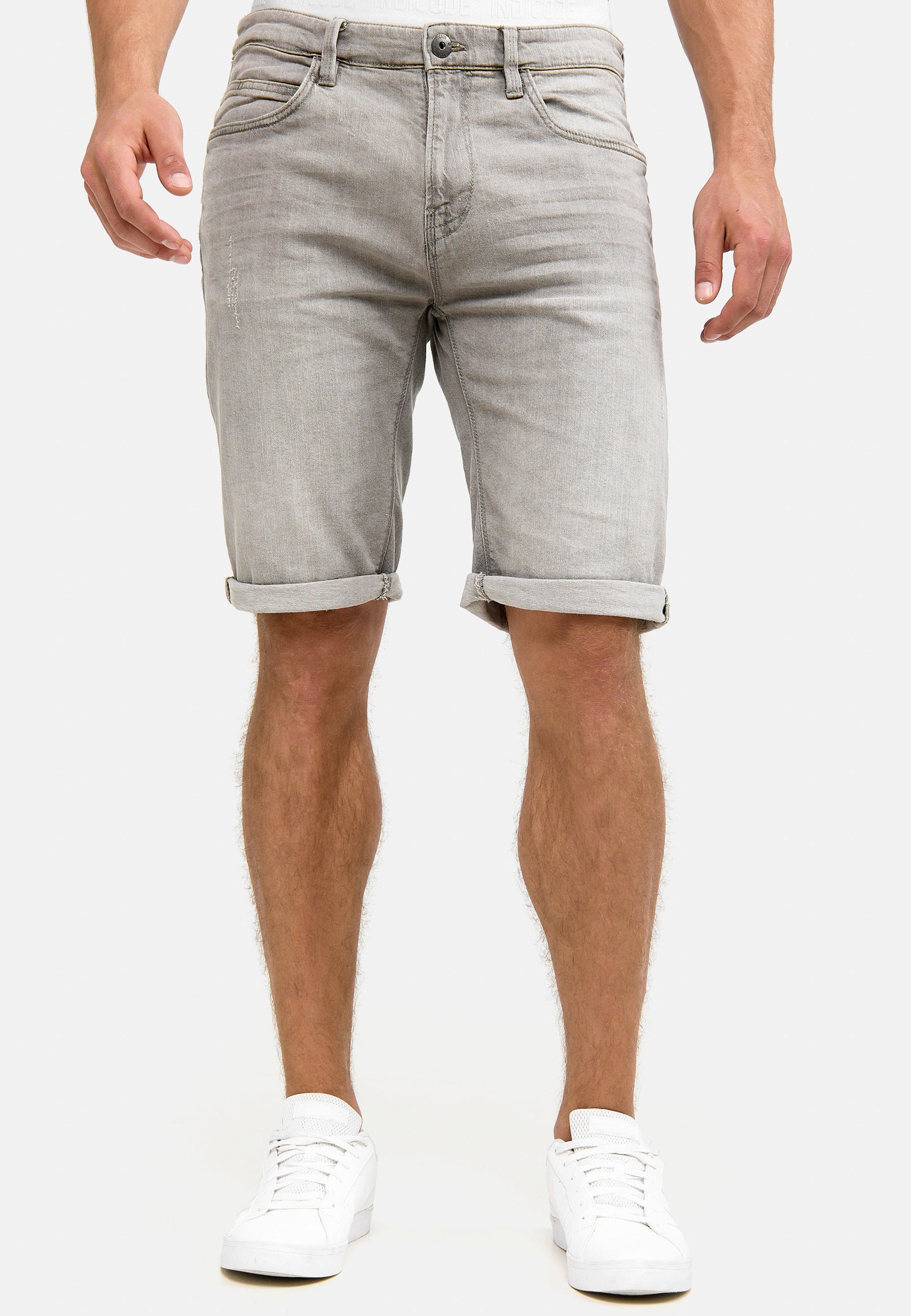 Indicode Men's Caden Jeans Shorts with 5 pockets made of 98% cotton