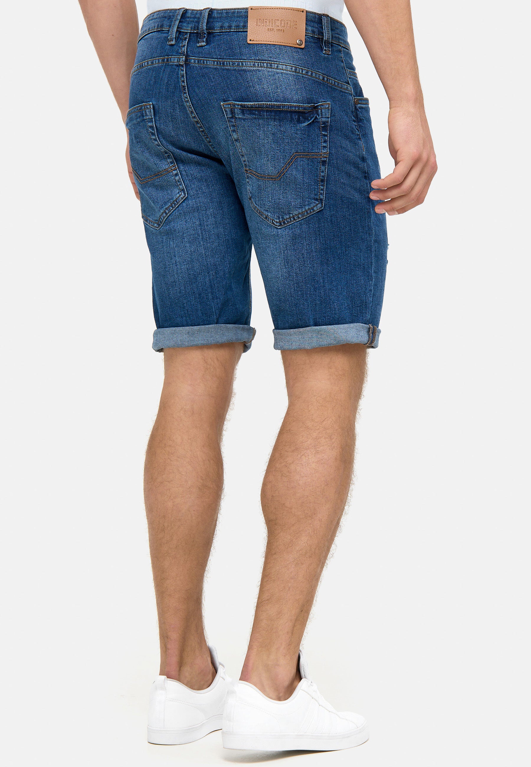 Indicode Men's Caden Jeans Shorts with 5 pockets made of 98% cotton