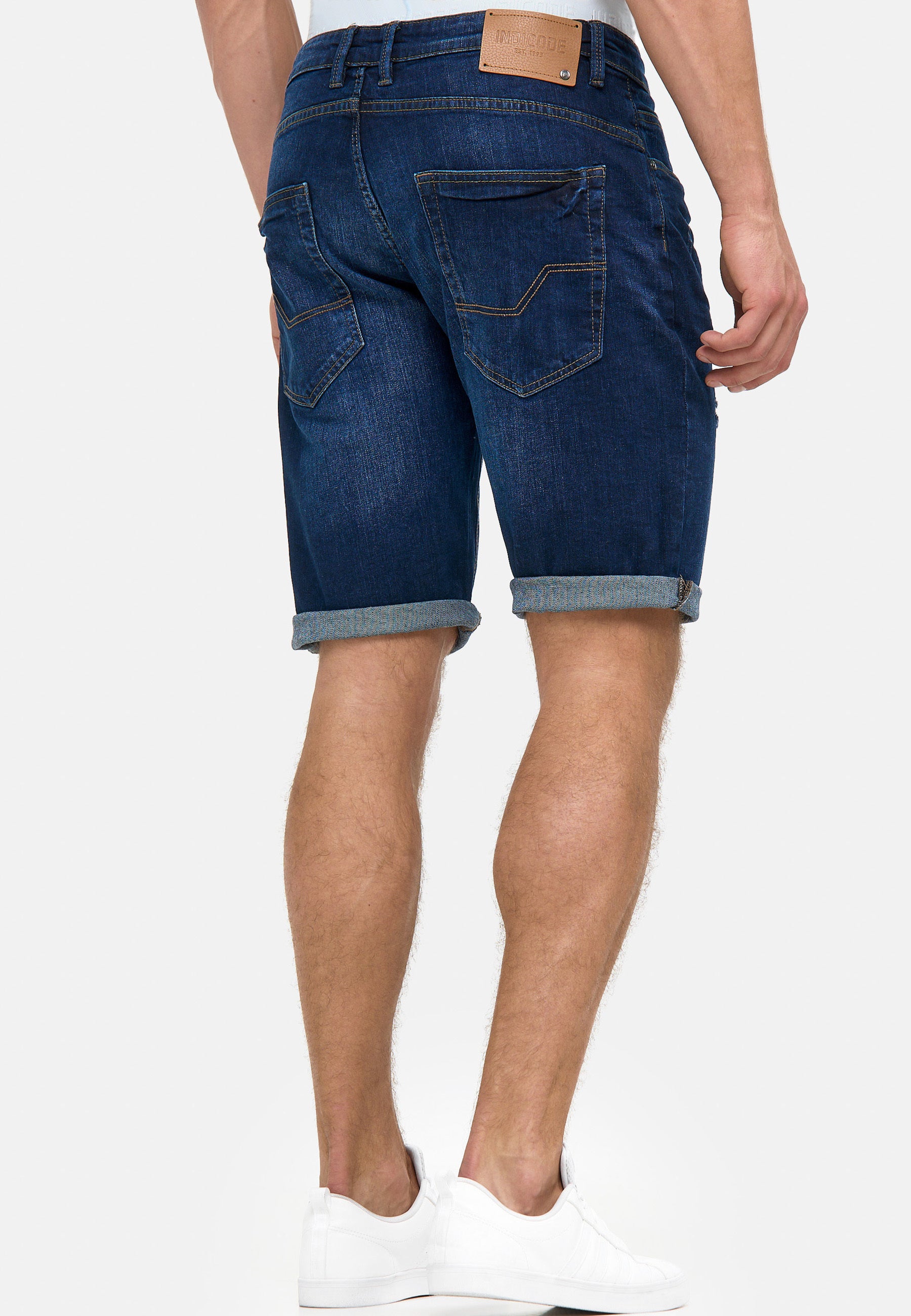 Indicode Men's Caden Jeans Shorts with 5 pockets made of 98% cotton