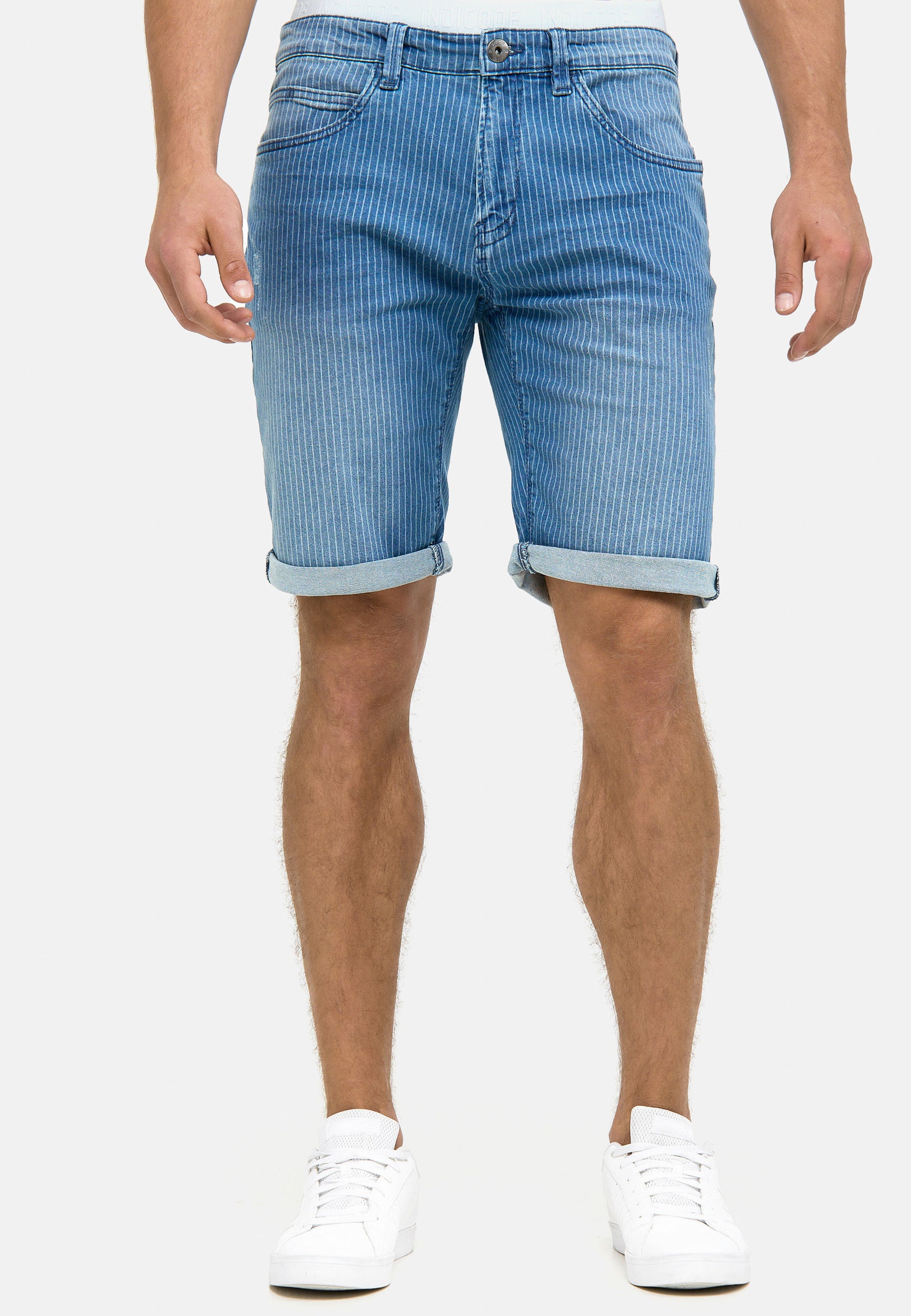 Indicode Men's Caden Jeans Shorts with 5 pockets made of 98% cotton