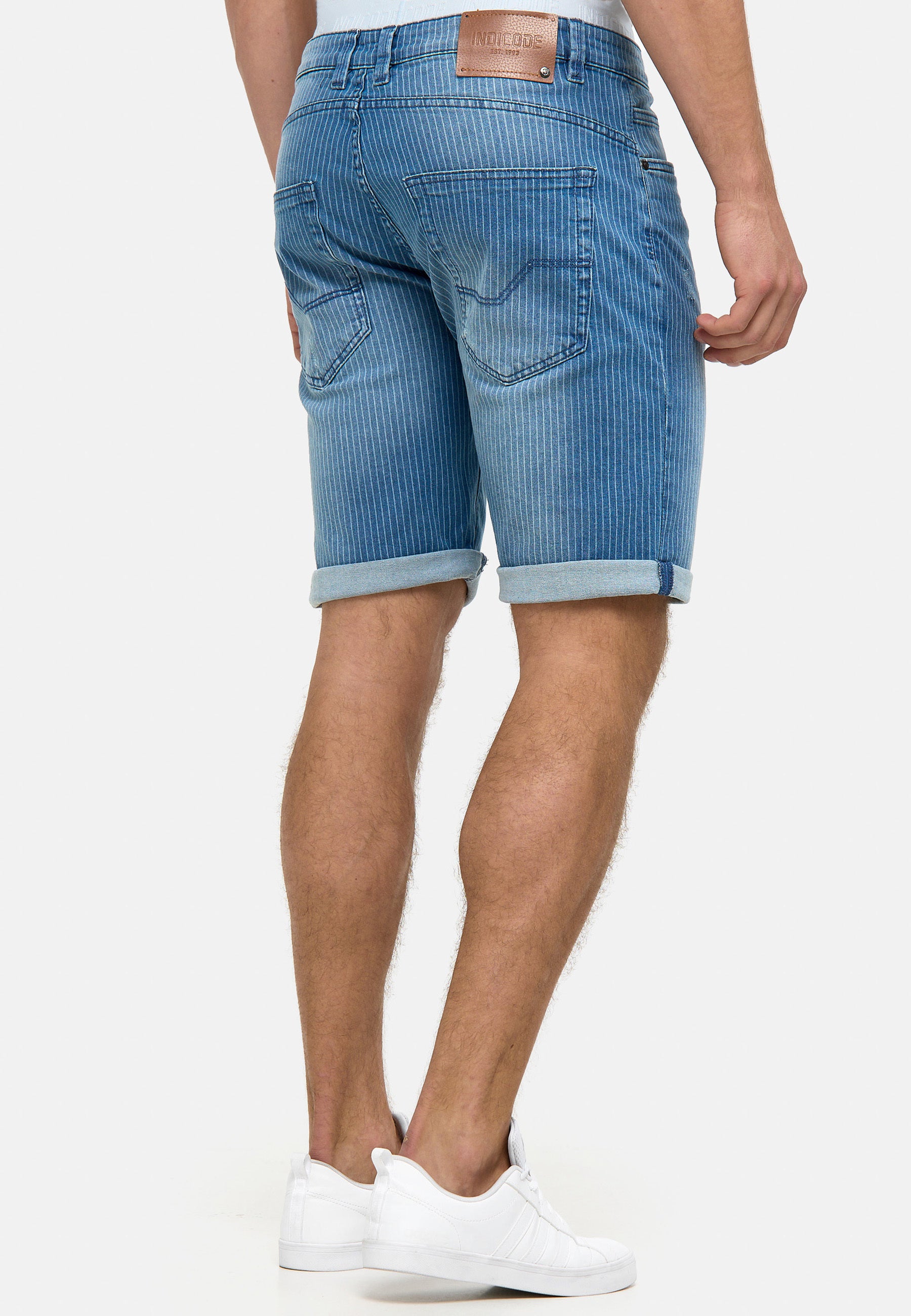 Indicode Men's Caden Jeans Shorts with 5 pockets made of 98% cotton