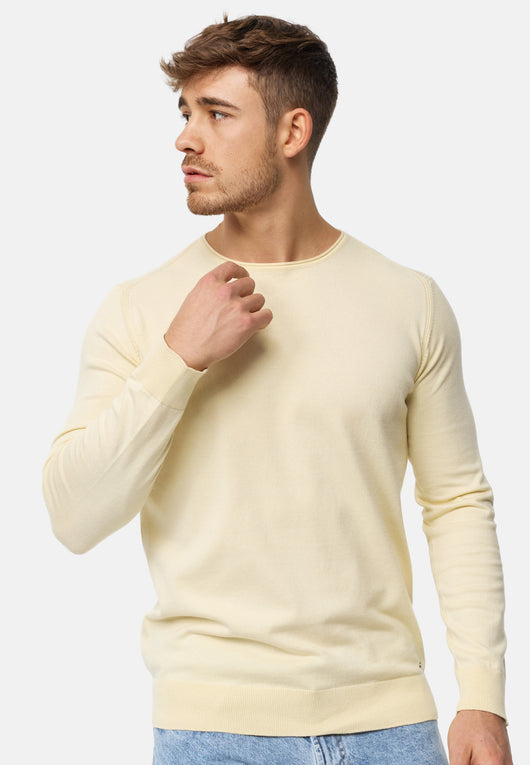 Indicode Herren Gamal Strickpullover mit Rundhals-Ausschnitt  aus 80% Baumwolle