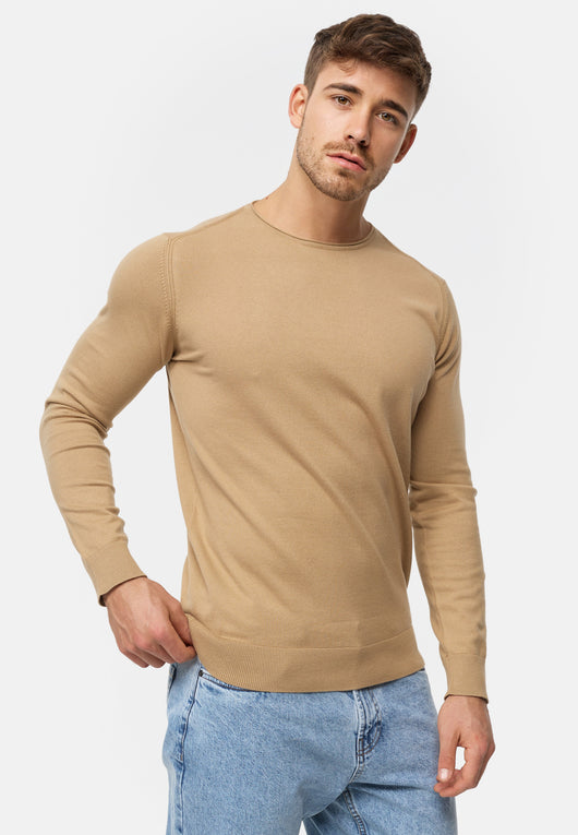 Indicode Herren Gamal Strickpullover mit Rundhals-Ausschnitt  aus 80% Baumwolle