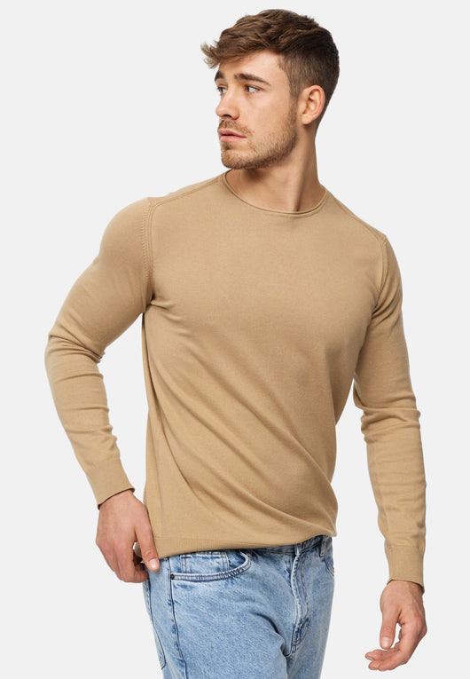 Indicode Herren Gamal Strickpullover mit Rundhals-Ausschnitt  aus 80% Baumwolle