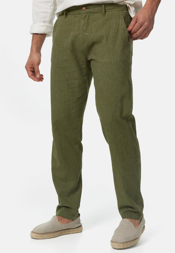 Indicode Herren Arona Stoffhose aus Baumwolle & Leinen mit 4 Taschen - INDICODE