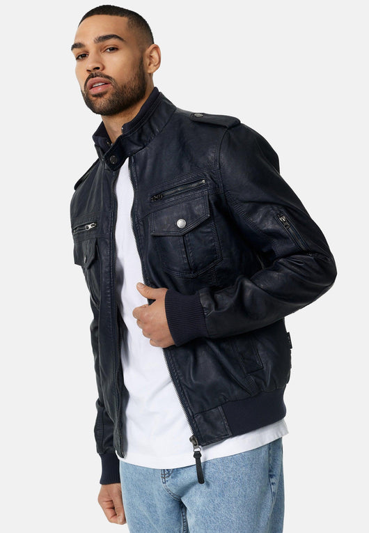 Indicode Herren Pawel Lederjacke aus Leder-Imitat mit Stehkragen