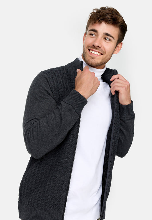 Indicode Herren INCason Strickjacke mit Stehkragen und Reißverschluss