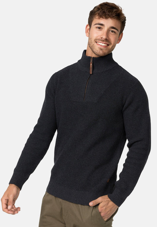 Indicode Herren INYassip Strickpullover mit Stehkragen und Reißverschluß - INDICODE