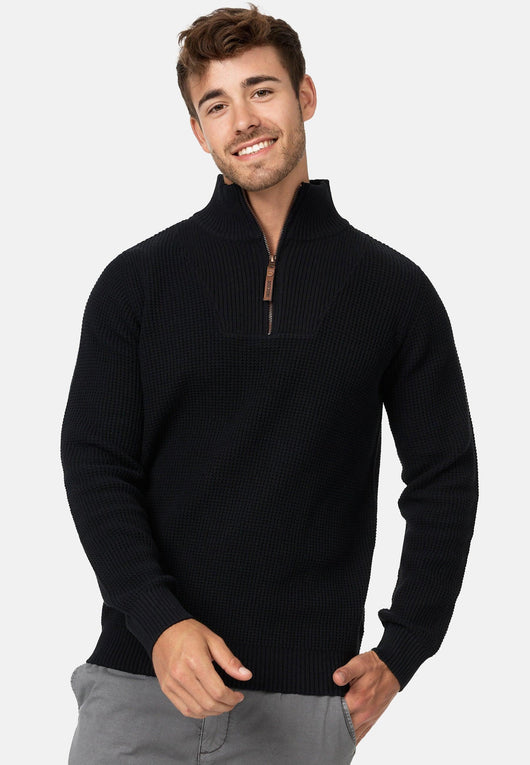 Indicode Herren INYassip Strickpullover mit Stehkragen und Reißverschluß - INDICODE