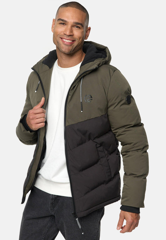 Indicode Herren INAgiotis Winterjacke in Daunenjacken-Optik mit Kapuze