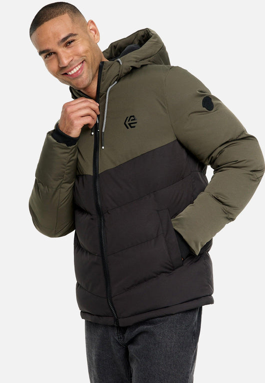 Indicode Herren INAgiotis Winterjacke in Daunenjacken-Optik mit Kapuze