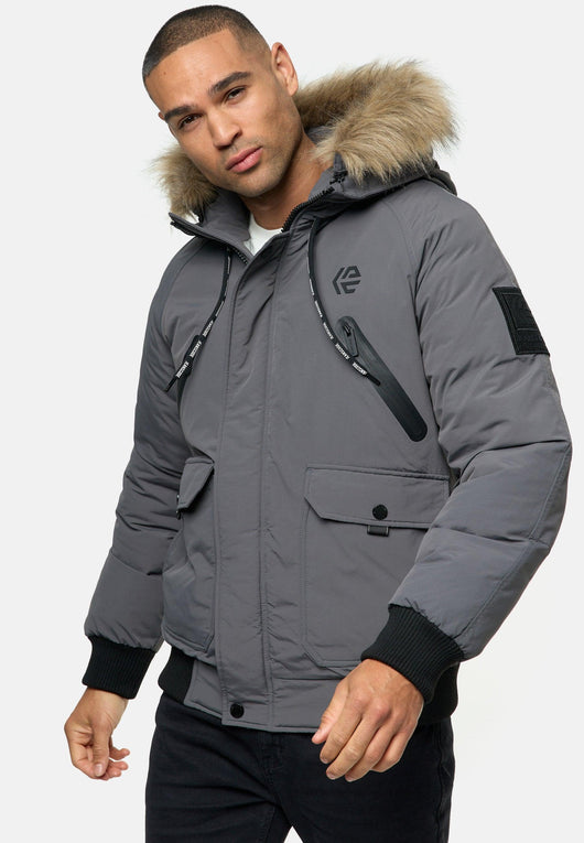 Indicode Herren INZakai Winterjacke mit Fell-Kapuze - INDICODE