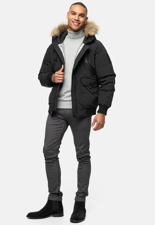 Indicode Herren INZakai Winterjacke mit Fell-Kapuze - INDICODE