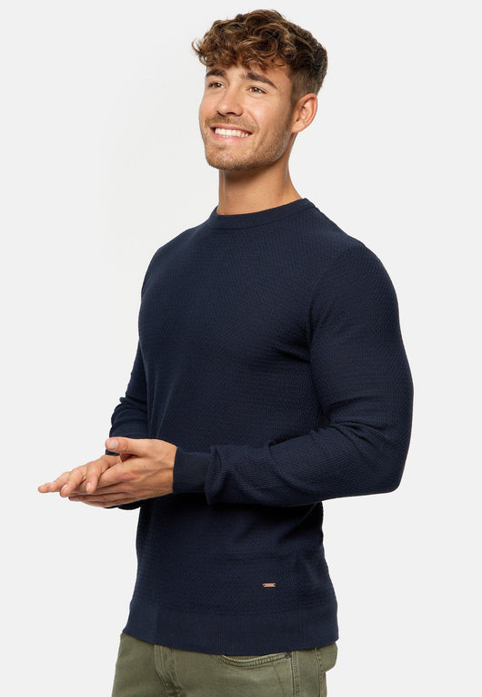 Indicode Herren INLourdes Strickpullover mit Ripp-Bündchen & Rundhals-Ausschnitt