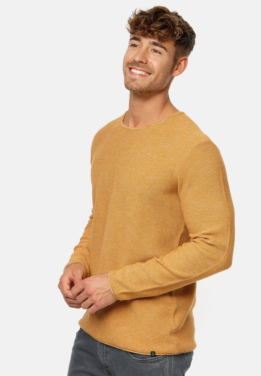 Indicode Herren Loakim Strickpullover mit Rundhals-Ausschnitt & Roll Edge aus 90% Baumwolle