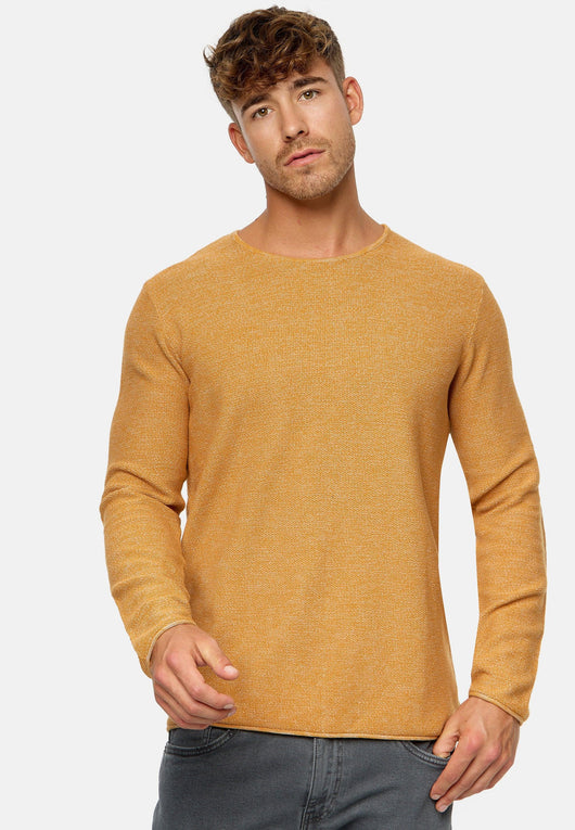 Indicode Herren Loakim Strickpullover mit Rundhals-Ausschnitt & Roll Edge aus 90% Baumwolle