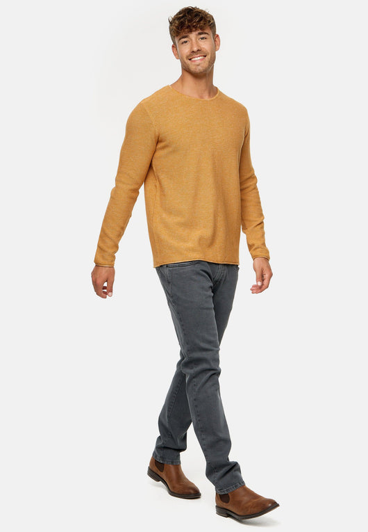 Indicode Herren Loakim Strickpullover mit Rundhals-Ausschnitt & Roll Edge aus 90% Baumwolle