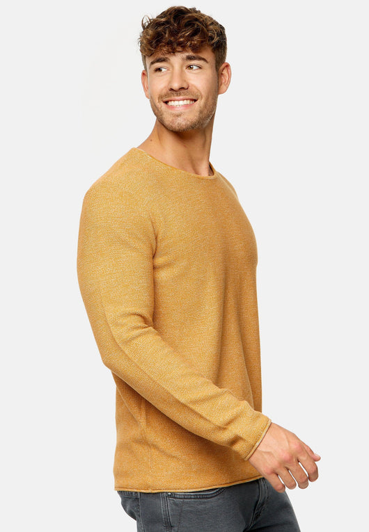 Indicode Herren Loakim Strickpullover mit Rundhals-Ausschnitt & Roll Edge aus 90% Baumwolle