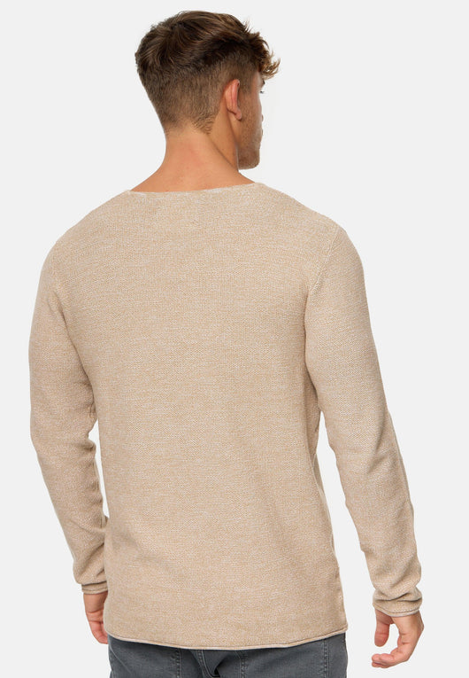 Indicode Herren Loakim Strickpullover mit Rundhals-Ausschnitt & Roll Edge aus 90% Baumwolle