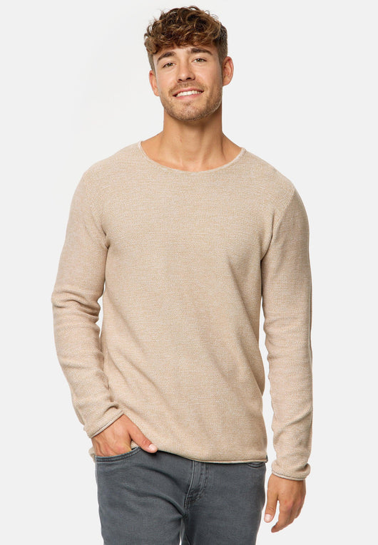 Indicode Herren Loakim Strickpullover mit Rundhals-Ausschnitt & Roll Edge aus 90% Baumwolle