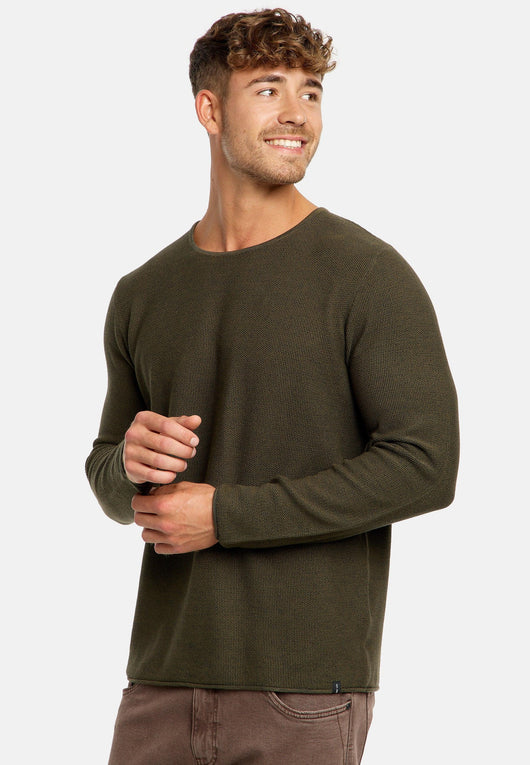 Indicode Herren Loakim Strickpullover mit Rundhals-Ausschnitt & Roll Edge aus 90% Baumwolle