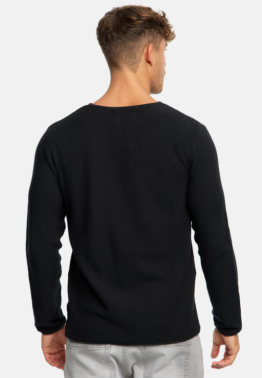 Indicode Herren Loakim Strickpullover mit Rundhals-Ausschnitt & Roll Edge aus 90% Baumwolle