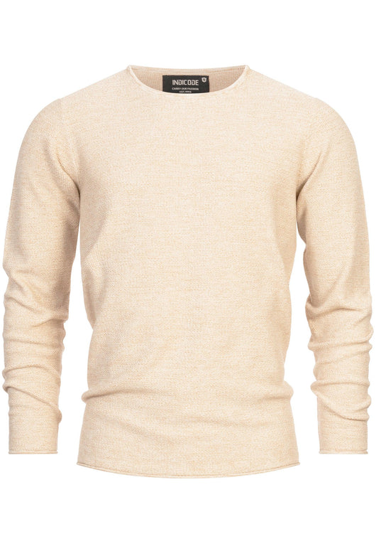 Indicode Herren Loakim Strickpullover mit Rundhals-Ausschnitt & Roll Edge aus 90% Baumwolle