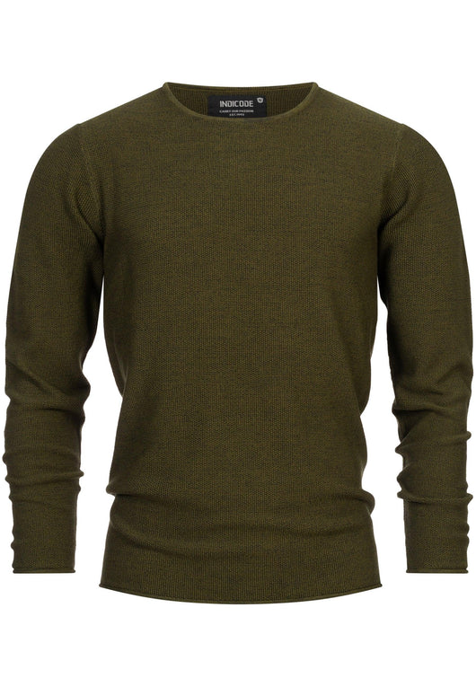 Indicode Herren Loakim Strickpullover mit Rundhals-Ausschnitt & Roll Edge aus 90% Baumwolle