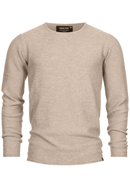 Indicode Herren Loakim Strickpullover mit Rundhals-Ausschnitt & Roll Edge aus 90% Baumwolle