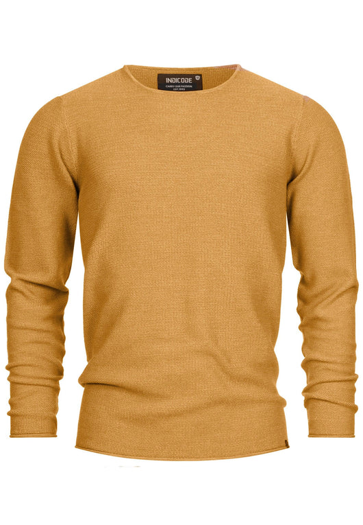 Indicode Herren Loakim Strickpullover mit Rundhals-Ausschnitt & Roll Edge aus 90% Baumwolle