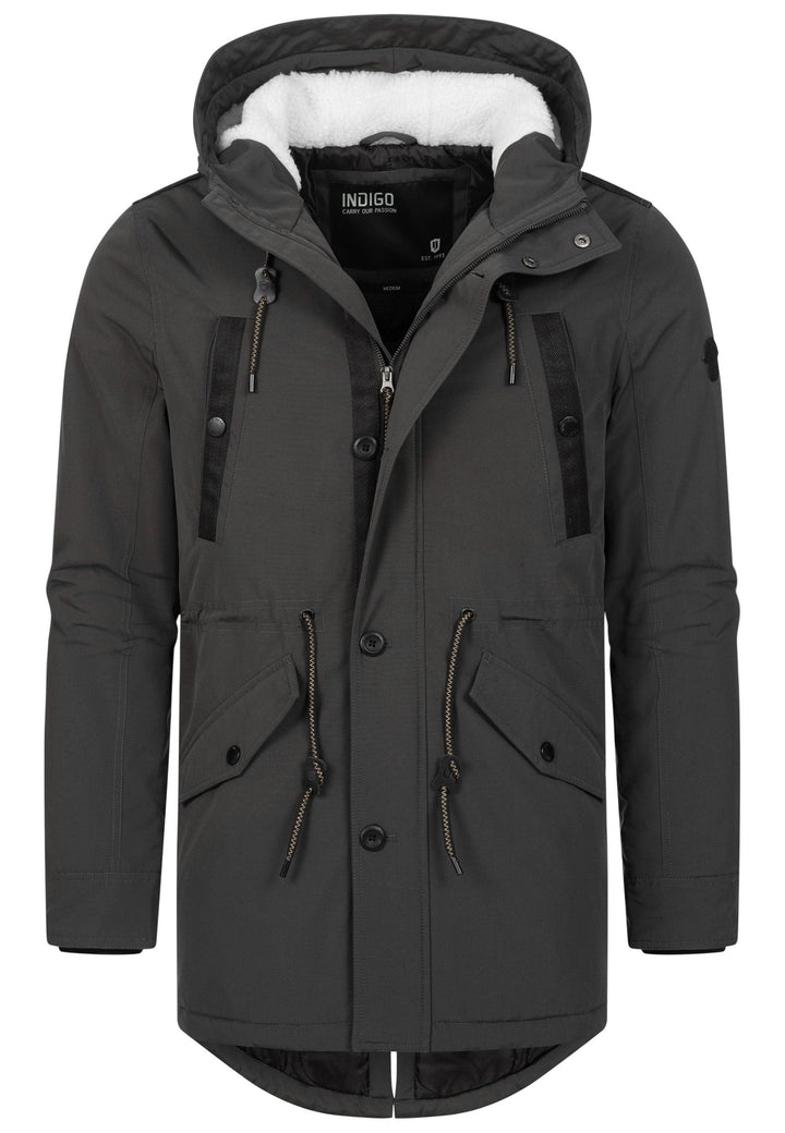 Indicode Herren INBenicio Parka mit gefütterter Kapuze & Teddyfell-Futter - INDICODE