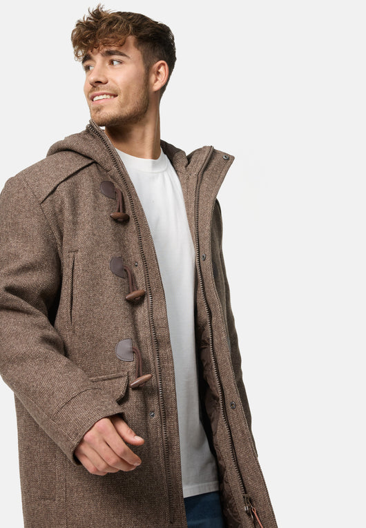 Indicode Herren Liam Dufflecoat mit Stehkragen und Kapuze