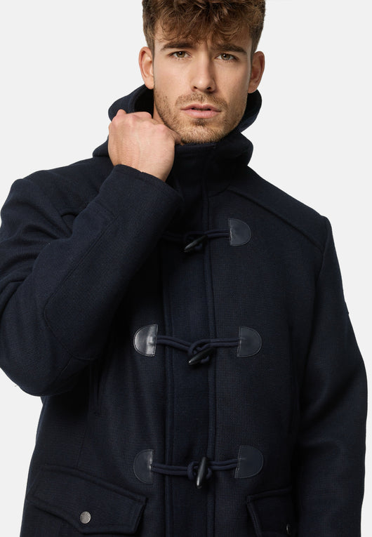 Indicode Herren Liam Dufflecoat mit Stehkragen und Kapuze