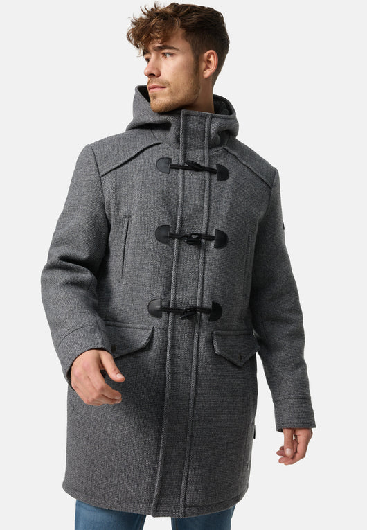 Indicode Herren Liam Dufflecoat mit Stehkragen und Kapuze