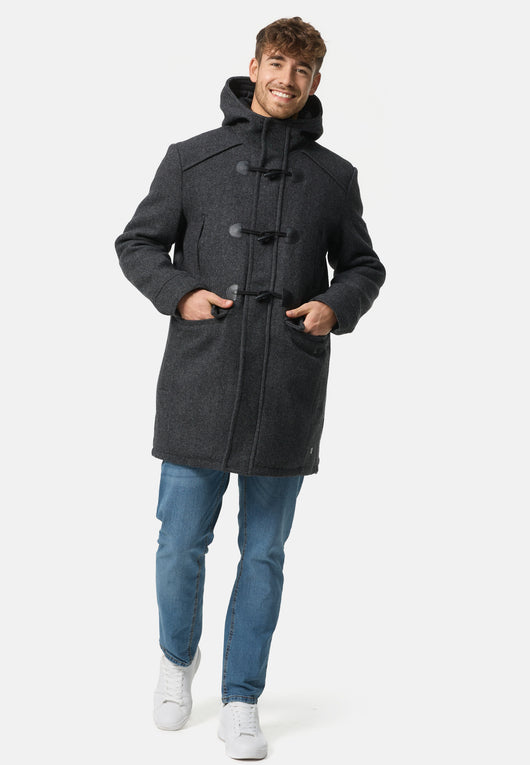 Indicode Herren Liam Dufflecoat mit Stehkragen und Kapuze