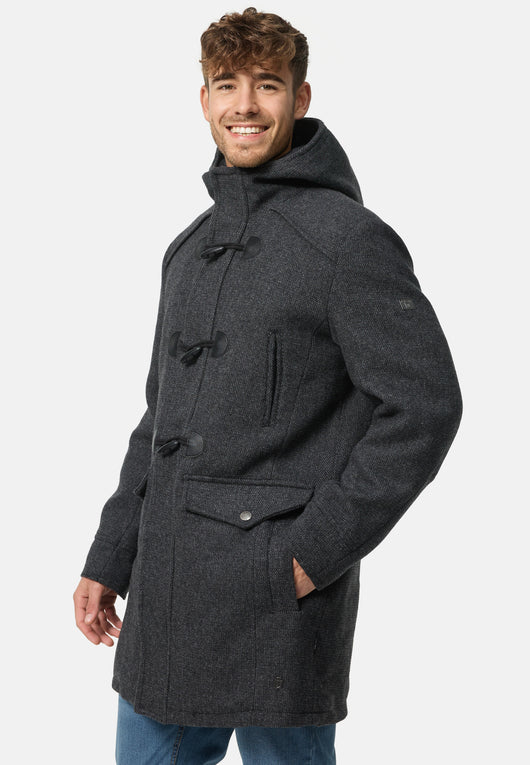 Indicode Herren Liam Dufflecoat mit Stehkragen und Kapuze