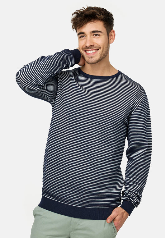 Indicode Herren INManfred Strickpullover mit Rundhals-Ausschnitt aus 100% Baumwolle