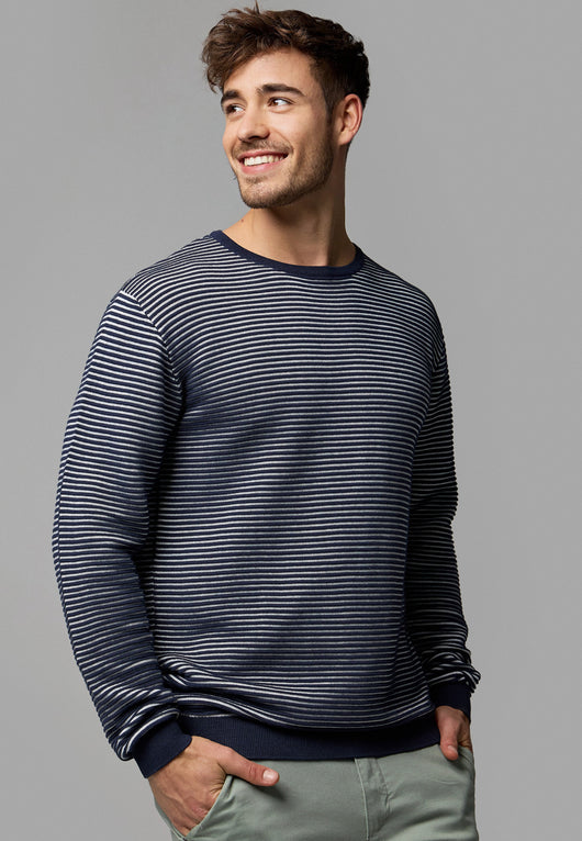 Indicode Herren INManfred Strickpullover mit Rundhals-Ausschnitt aus 100% Baumwolle