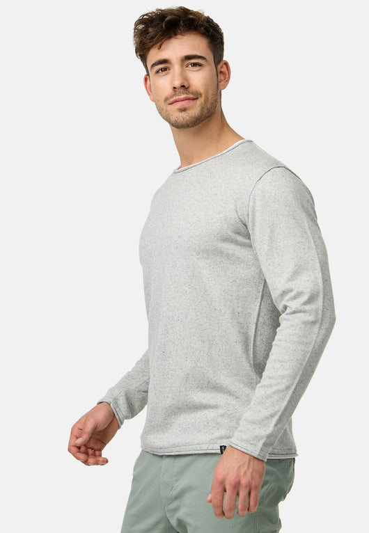 Indicode Herren INCooper Strickpullover mit Rundhals-Ausschnitt & Roll Edge aus Baumwoll-Mix