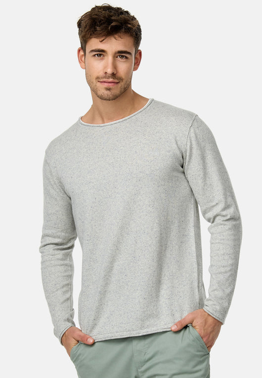 Indicode Herren INCooper Strickpullover mit Rundhals-Ausschnitt & Roll Edge aus Baumwoll-Mix