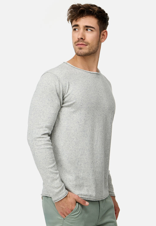 Indicode Herren INCooper Strickpullover mit Rundhals-Ausschnitt & Roll Edge aus Baumwoll-Mix