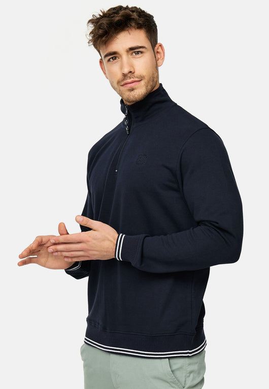 Indicode Herren INNate Sweatshirt mit Stehkragen und Reißverschluss