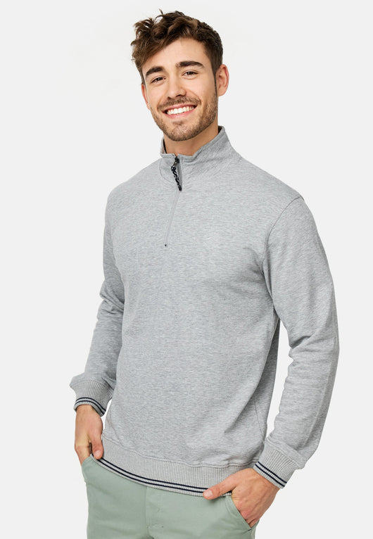 Indicode Herren INNate Sweatshirt mit Stehkragen und Reißverschluss