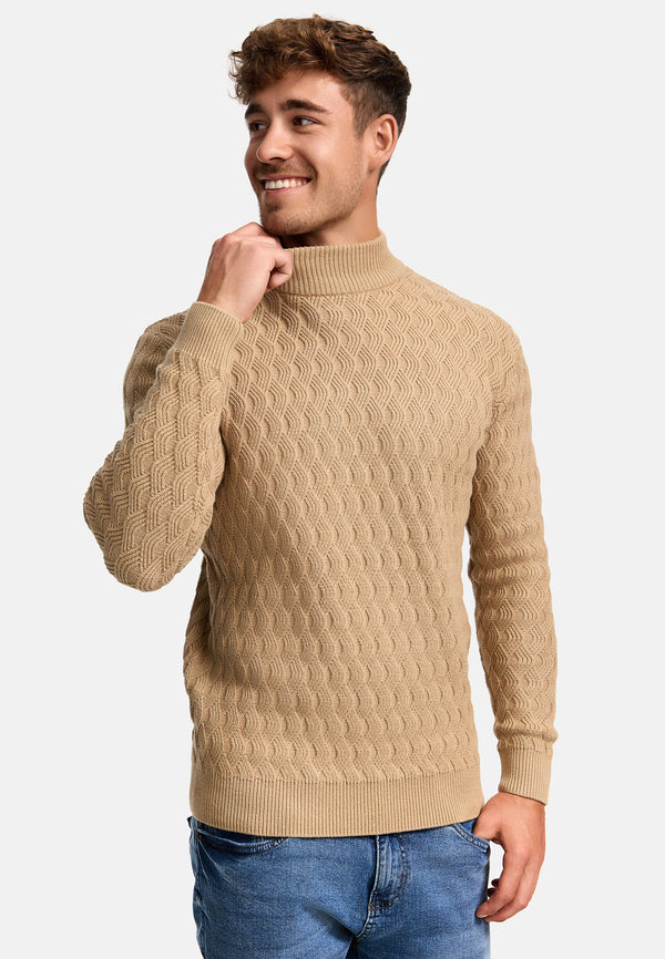 Indicode Herren INAlpha Strickpullover mit Stehkragen aus Baumwoll-Mix